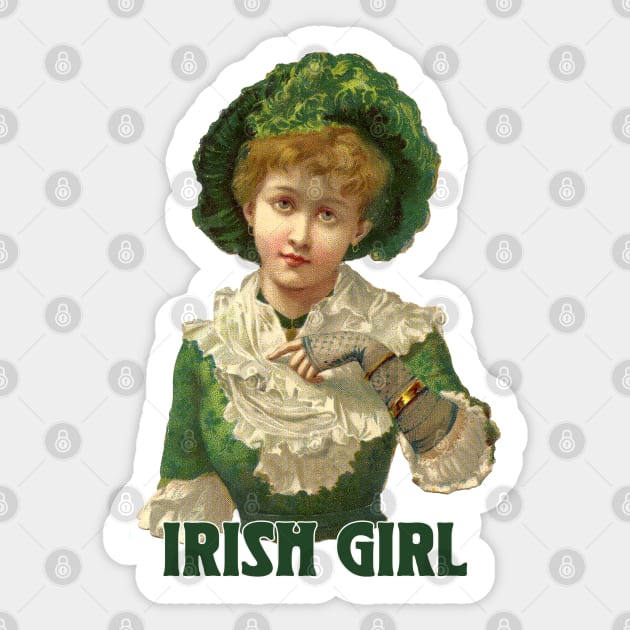 Irish Girl / Vintage Style Illustration Design Sticker by DankFutura